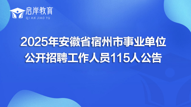 2025年安徽省宿州市事业单位公开招聘工作人员115人公告