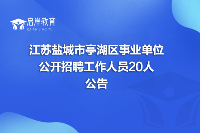 江苏盐城市亭湖区事业单位公开招聘工作人员20人公告