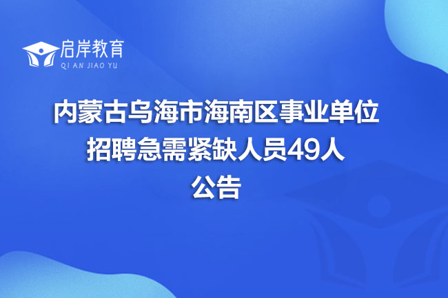 内蒙古乌海市海南区事业单位招聘急需紧缺人员49人公告(图1)