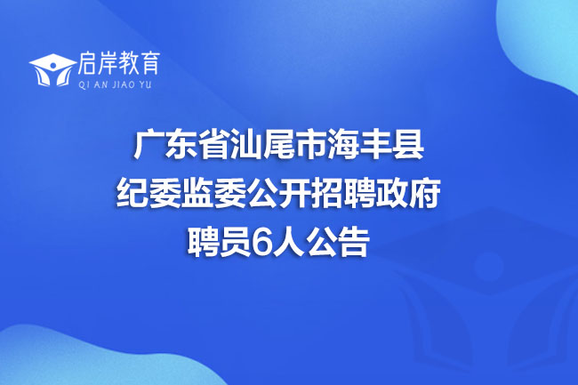 广东省汕尾市海丰县纪委监委公开招聘政府聘员6人公告(图1)