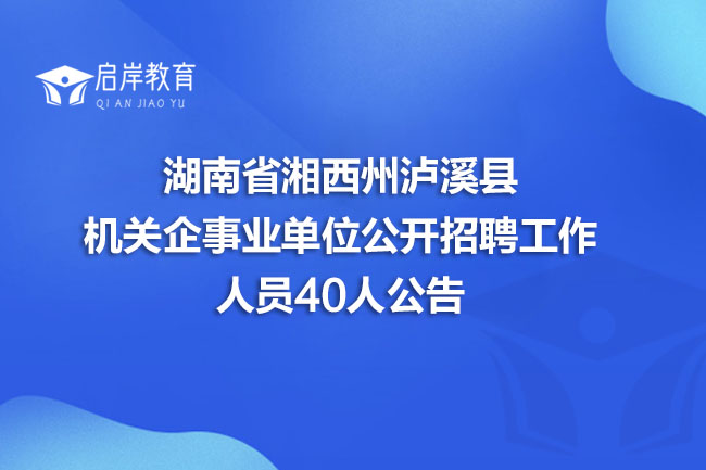 湖南省湘西州泸溪县机关企事业单位公开招聘工作人员40人公告(图1)